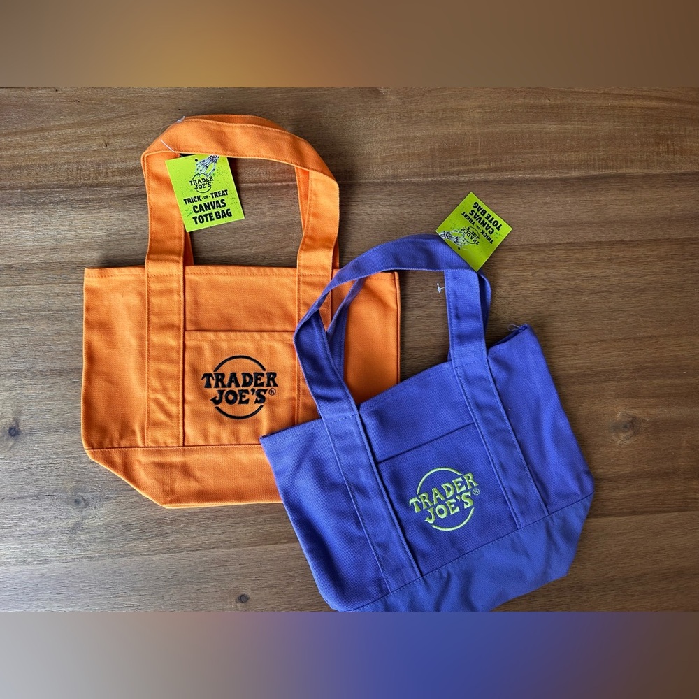 NWT Trader Joe’s Halloween Mini Tote Bags Set of Two [Orange & Purple]